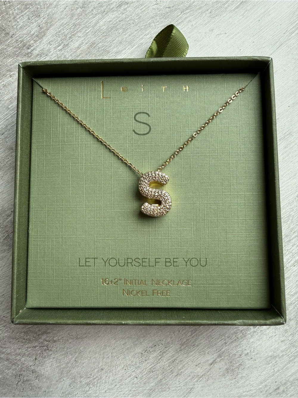 Leith Gold Pavé 'S' Initial Necklace